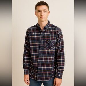 Cloudveil Men’s Flannel Shirt XL Button Up Blue Plaid Cotton Long Sleeve